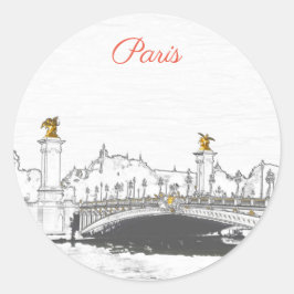 Pont Alexandre III auf der Seine-Fluss - Paris Fra Runder Aufkleber