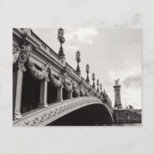 Pont Alexandre III Black and White Paris Postcard Postkarte