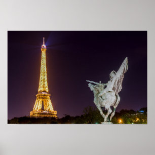 Pont de Bir-Hakeim bei Nacht - Paris, Frankreich Poster