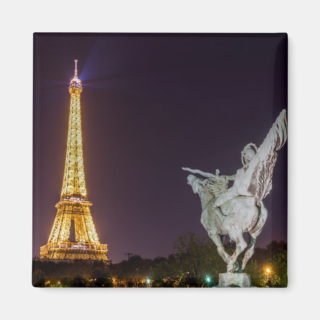 Pont de Bir-Hakeim in night - Paris, Frankreich Magnet (Vorne)