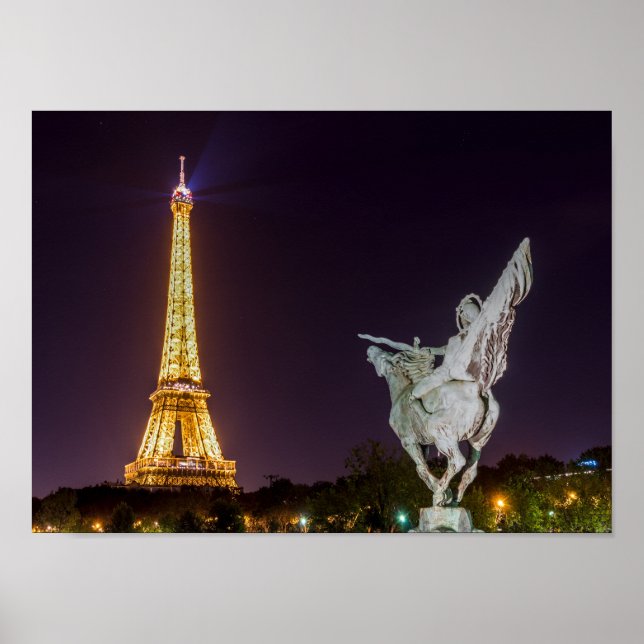 Pont de Bir-Hakeim in night - Paris, Frankreich Poster (Vorne)