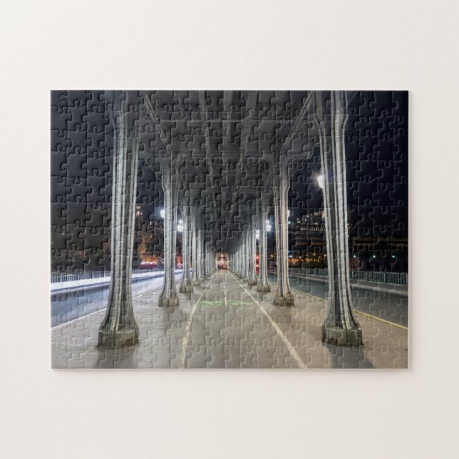 Pont de Bir-Hakeim in night - Paris, Frankreich Puzzle (Horizontal)