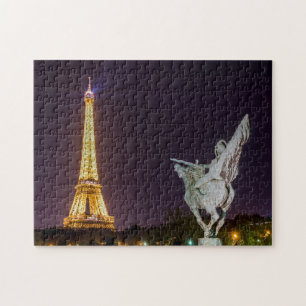 Pont de Bir-Hakeim in night - Paris, Frankreich Puzzle