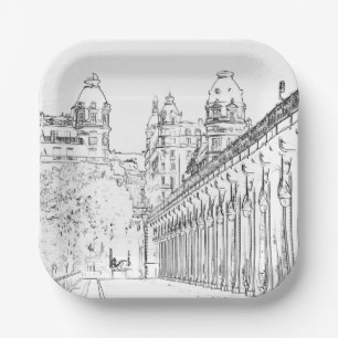 Pont de Bir-Hakeim - Paris, Frankreich Pappteller