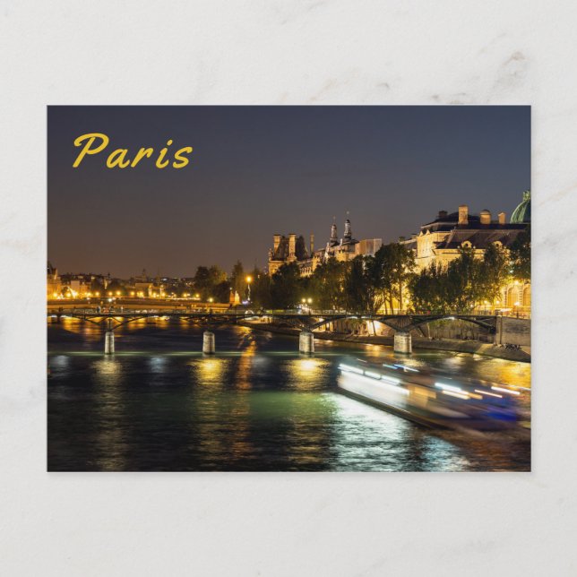 Pont des Arts at Nightfall - Paris, Frankreich Postkarte (Vorderseite)