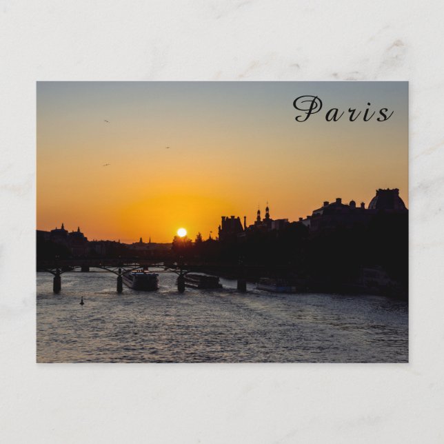 Pont des Arts bei Sonnenuntergang - Paris, Frankre Postkarte (Vorderseite)