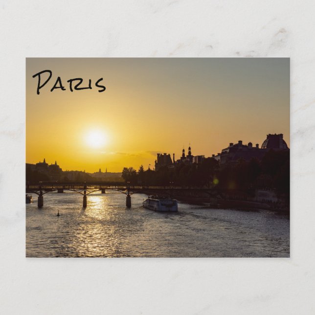 Pont des Arts bei Sonnenuntergang - Paris, Frankre Postkarte (Vorderseite)