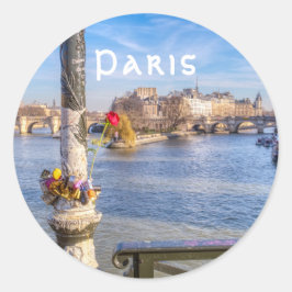 Pont des Arts on Valentine - Paris Runder Aufkleber
