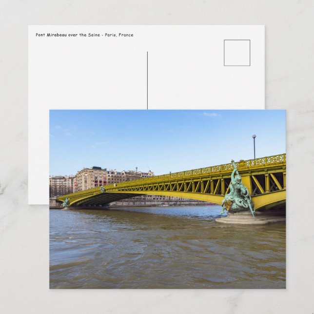 Pont Mirabeau über Seine - Paris Postkarte (Vorne/Hinten)