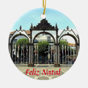 Ponta Delgada Azoren Landschaftliches Weihnachtsge Keramik Ornament