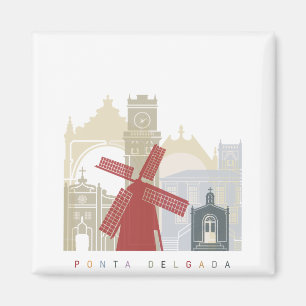 Ponta Delgada skyline poster Magnet