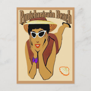 Pontchartrain Beach Lady auf Sand Postkarte