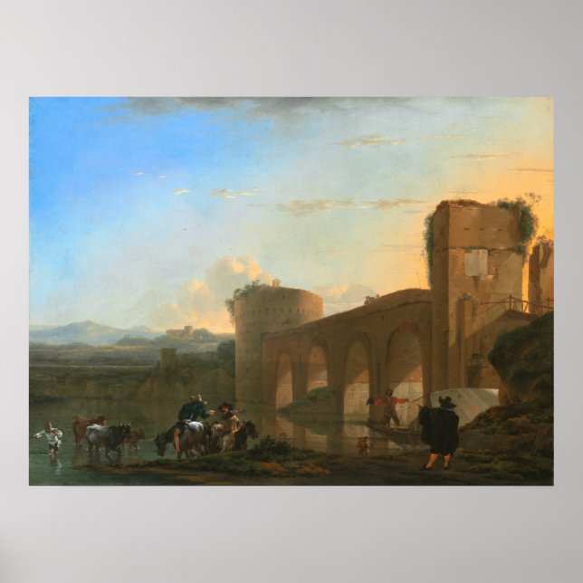 Ponte Molle, Sunset - Jan Asselijn Poster (Vorne)