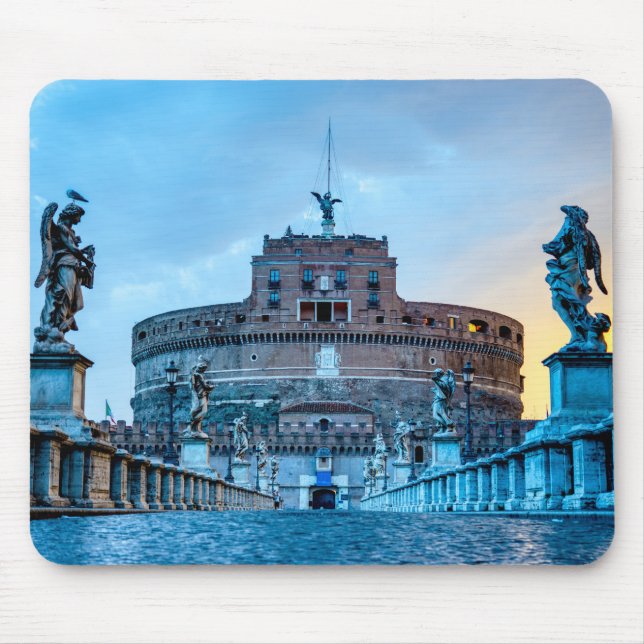 Ponte Sant'Angelo im Morgengrauen - Rom Italien Mousepad (Vorne)