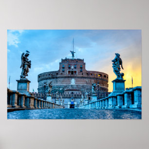 Ponte Sant'Angelo im Morgengrauen - Rom Italien Poster