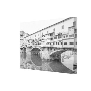 Ponte Vecchio Schwarzweiss-Skizze Leinwanddruck