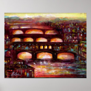 Ponte Vecchio und andere Brücken von Florenz Poster