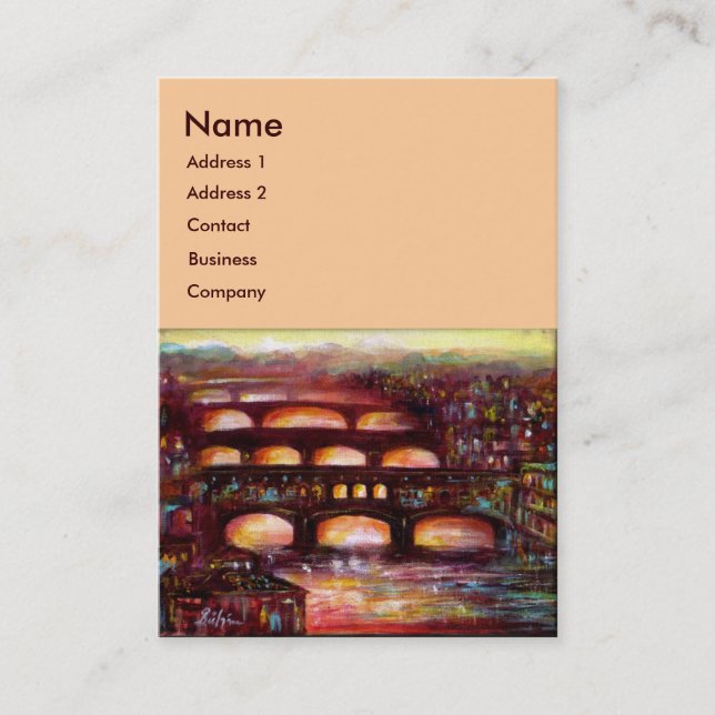 Ponte Vecchio und andere Brücken von Florenz, Rosa Visitenkarte (Vorderseite)