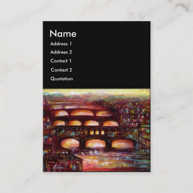 Ponte Vecchio und andere Brücken von Florenz, schw Visitenkarte (Vorderseite)