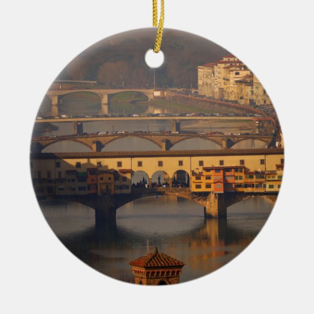 Ponte Vecchio und Brücken von Florenz, Italien Keramik Ornament (Vorne)