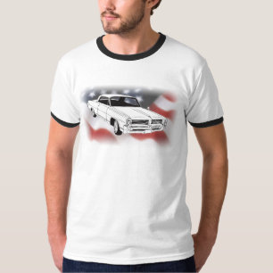 Pontiac 1964 Bonneville über USA-Flagge T-Shirt