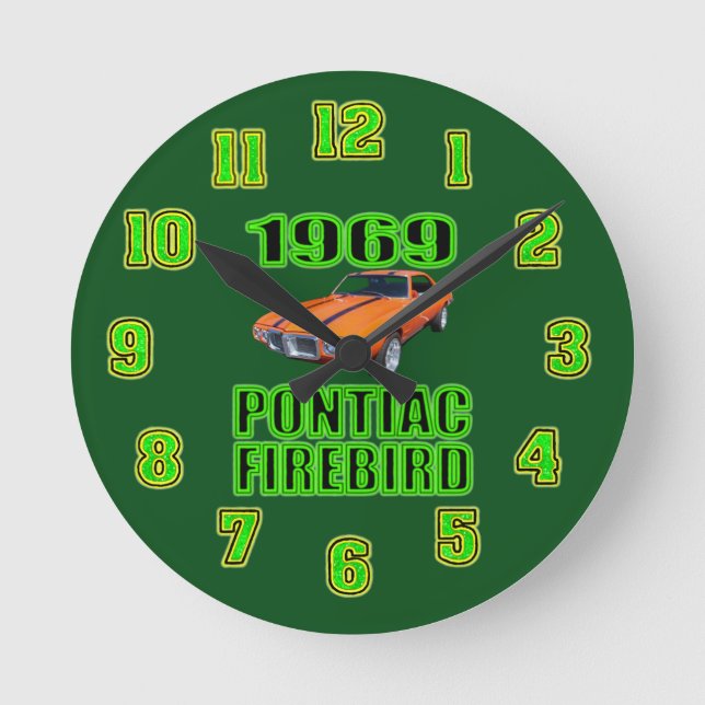 Pontiac-Feuer-Vogel-Uhr 1969 Runde Wanduhr (Vorderseite)