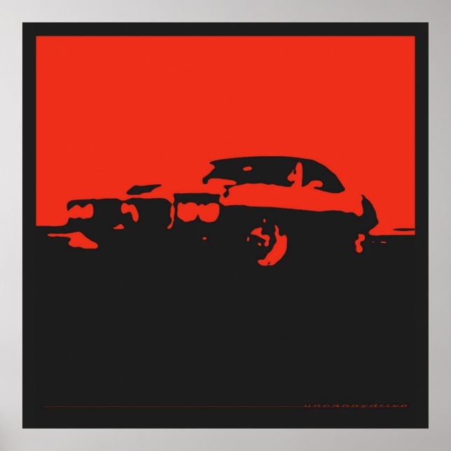 Pontiac Firebird, 1969 - Rot auf schwarzem Poster (Vorne)
