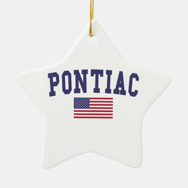 Pontiac US Flag Keramik Ornament (Vorne)