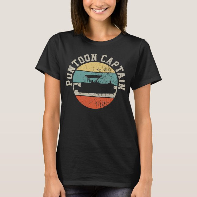 Pontoon Boat Boat Retro T-Shirt (Vorderseite)