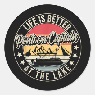 Pontoon Boat Captain Vater Funny Sailing & Boa Runder Aufkleber