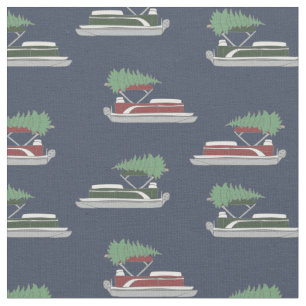Pontoon Boat mit Weihnachtsbaum auf Top Gemustert Stoff