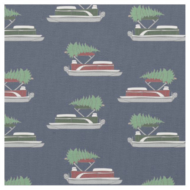 Pontoon Boat mit Weihnachtsbaum auf Top Gemustert Stoff (Nahaufnahme)