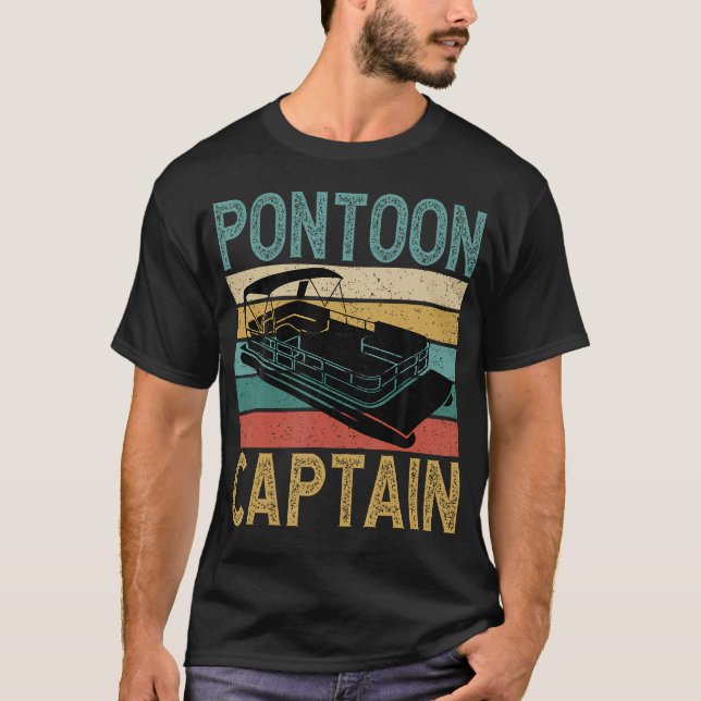 Pontoon-Boot-Captain Lustiger Pontoon-Boot-Bootsfa T-Shirt (Vorderseite)