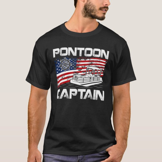 Pontoon Captain American Flag Pontoon Boat Lover G T-Shirt (Vorderseite)