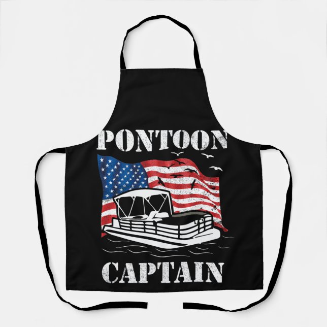 Pontoon Captain American Flag Pontoon Boat Lover Schürze (Vorderseite)