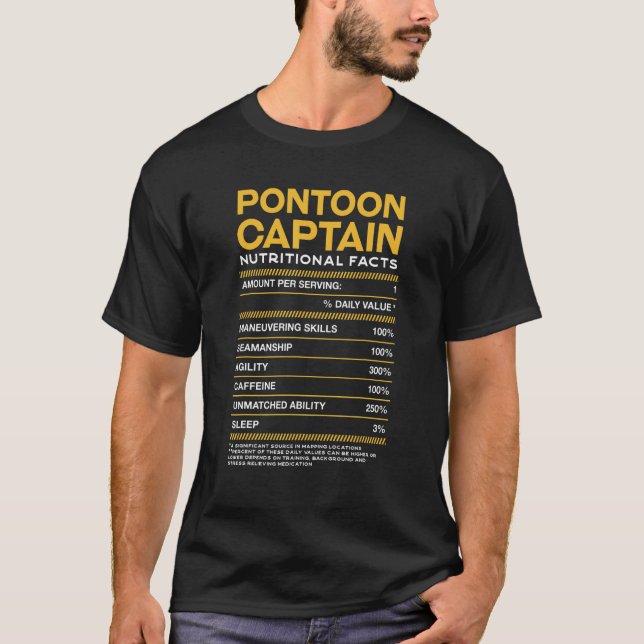 Pontoon Captain Nutrition Facts Pontoon Boat T-Shirt (Vorderseite)
