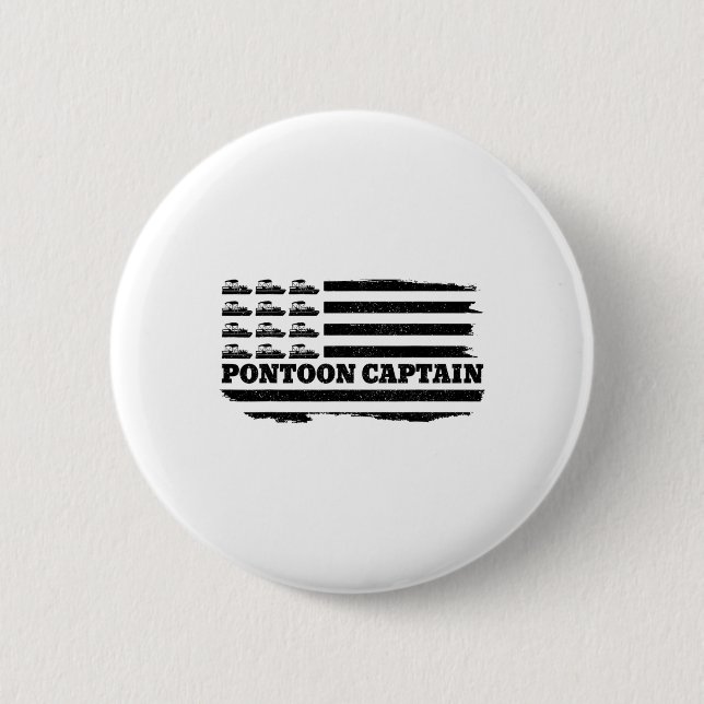 Pontoon Captain Patriotic Boat Owner American Flag Button (Vorderseite)