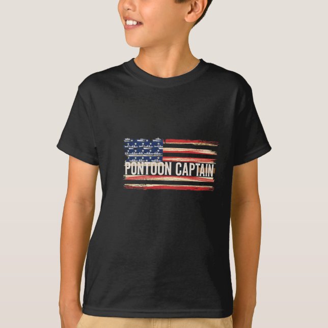 Pontoon Captain Patriotic Boating Fun Water Sport  T-Shirt (Vorderseite)