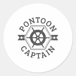 Pontoon Captain - Pontooning Boat Nautical Runder Aufkleber