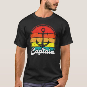 Pontoon Captain Vintag Retro Anchor Bootsbesitzer T-Shirt
