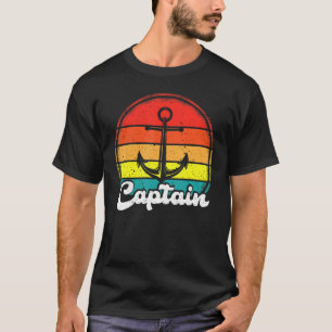 Pontoon Captain Vintag Retro Anchor Bootsbesitzer T-Shirt