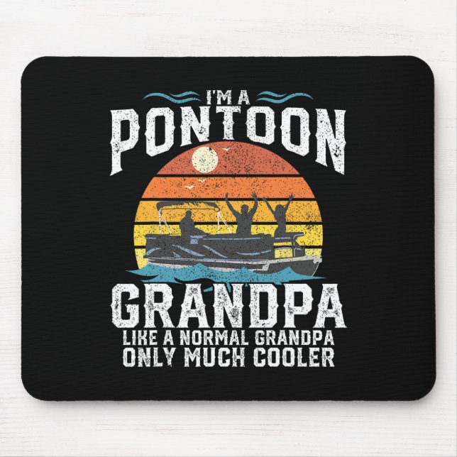 Pontoon Grandpa Kapitän Retro Funny BootVater Mousepad (Vorne)