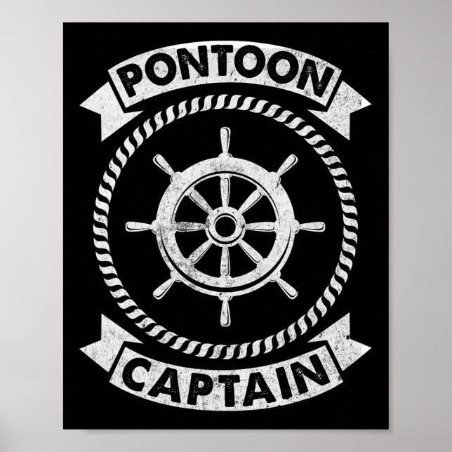Pontoon Kapitän Boot Bootfahren Geschenke Männer F Poster (Vorne)