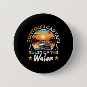 Pontoon Kapitän Boot Bootfahren Retro Vintage Button