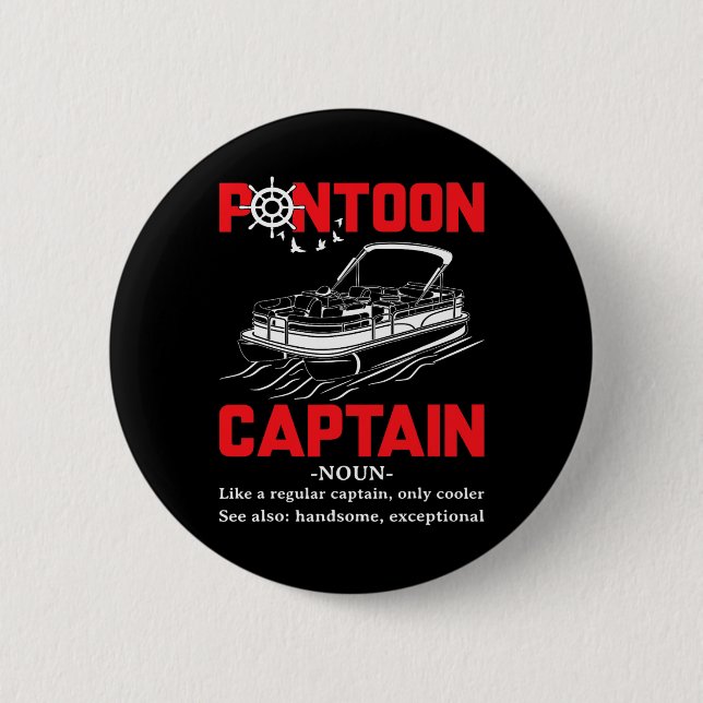 Pontoon Kapitän Definition Lustig Pontoon Boot Boo Button (Vorderseite)