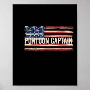 Pontoon Kapitän Patriotischer Bootsspaß Wasserspor Poster