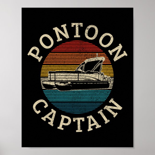 Pontoon Kapitän Vintage Pontoon Bootfahren Bootfah Poster (Vorne)