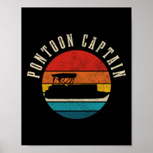 Pontoon Kapitän Vintage Pontoonfahren Booten Boot Poster