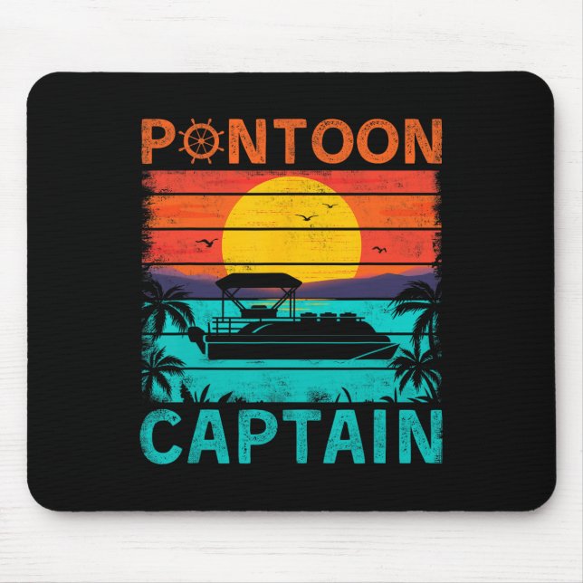 Pontoon Kapitän Vintage Style Pontoonboot Bootfahr Mousepad (Vorne)
