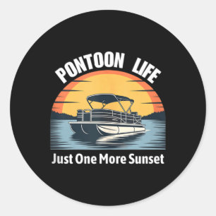 Pontoon Life One More Sunset Lake Lover Shirt Tank Runder Aufkleber